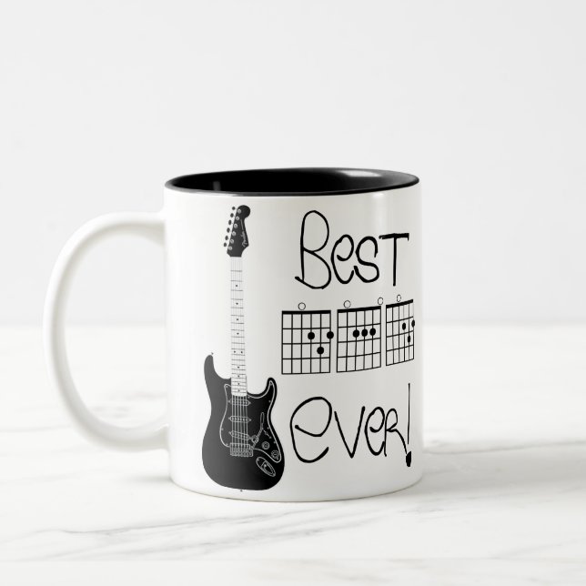 Best Dad Ever! guitar chord symbol coffee mug (Left)