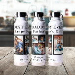 Best Dad Ever Happy Father`s Day 5 photo collage Water Bottle<br><div class="desc">Modern contemporary Happy Father's Day BEST DADDY EVER five family photo collage keepsake simple white and black water bottle with a bold typography script template. Create your own with 5 family pictures and your text! You can change the colours of text and background. It can be a cute personalised gift...</div>