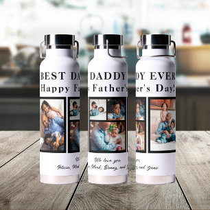 Best Dad Ever Happy Father`s Day 5 photo collage Water Bottle