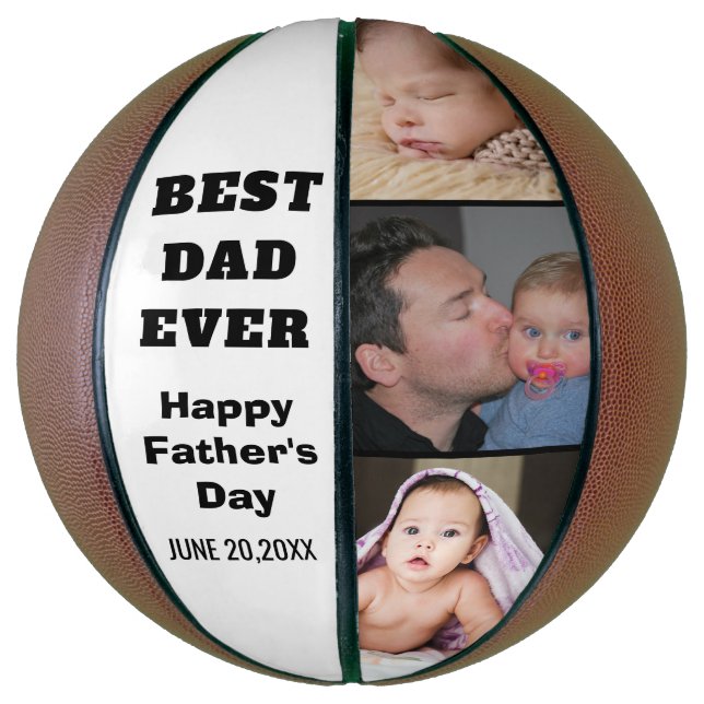 Best Dad Ever Happy Father's Day 3 Photo Collage Basketball (Vertical)