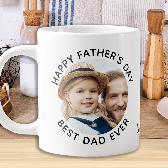Best DAD Ever Happy Father's Day Custom 2 Photo  Large Coffee Mug (Creator Uploaded)