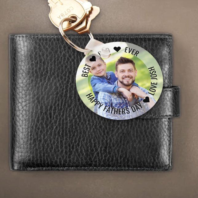 Best Dad Ever Happy Fathers Day Photo Personalized Key Ring (Creator Uploaded)