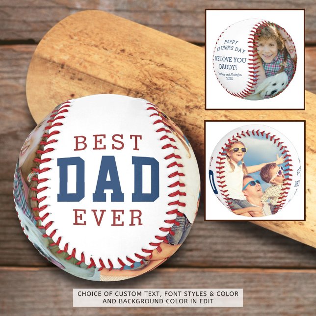 BEST DAD EVER Happy Fathers Day Two Photos Baseball (Creator Uploaded)