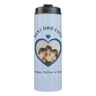 Best Dad Ever Heart Photo Card Minimalist Template Thermal Tumbler