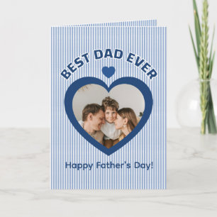 Best Dad Ever Heart Photo Minimalist Holiday Card