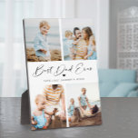 Best Dad Ever Heart Script 4 Photo Collage Plaque<br><div class="desc">This plaque features a collage of 4 photos with the message "best dad ever" in a handwritten script and names of family members in a simple,  traditional font. Add your 4 favourite family photos. A sweet keepsake and a gift for Father`s Day,  Christmas,  or a new dad.</div>