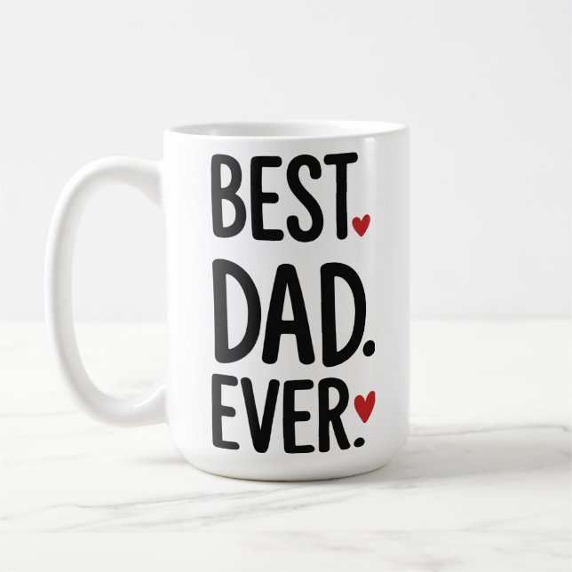 Best Dad Ever Hearts Modern Fathers Day Mug (Left)