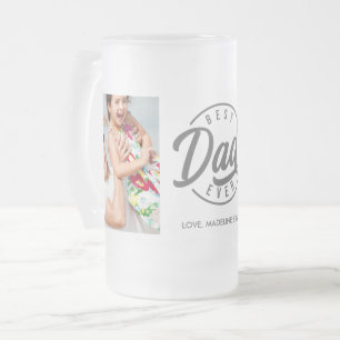 Best Dad Ever Keepsake 2 Photo Frosted Glass Beer  Frosted Glass Beer Mug