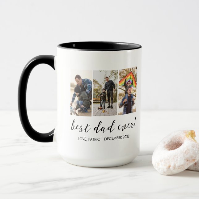 Best Dad Ever Keepsake Multi Photo Mug (With Donut)