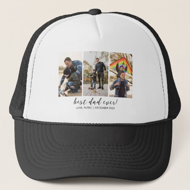 Best Dad Ever Keepsake Multi Photo Trucker Hat (Front)