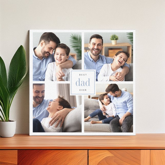 Best Dad Ever Kids Photo Collage Canvas Print (Creator Uploaded)