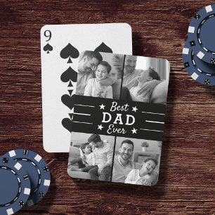 Best Dad Ever Kids Photo Collage Playing Cards