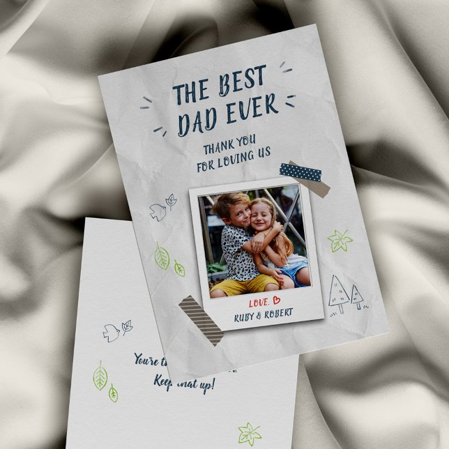 Best Dad Ever Kids Photo Custom Card (Fathers Day Best Dad Ever with Kids Photo Greetings Card)