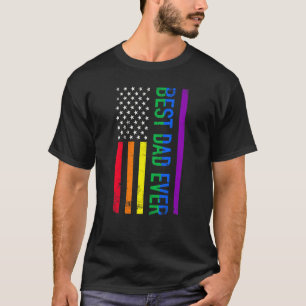 Best Dad Ever Lgbt Rainbow Us American Flag Father T-Shirt