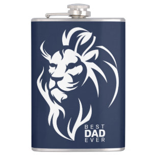 Best Dad Ever, Lion, Father's Day Navy Blue Hip Flask