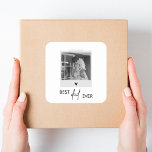 Best Dad Ever Minimalistic Photo Square Sticker<br><div class="desc">Celebrate the best dad ever with our minimalistic photo sticker! This sleek and modern design features the heartfelt message "Best Dad Ever" along with a space for your favourite photo, creating a personalised sticker that’s perfect for decorating laptops, notebooks, water bottles, or any surface. Ideal for Father's Day, birthdays, or...</div>