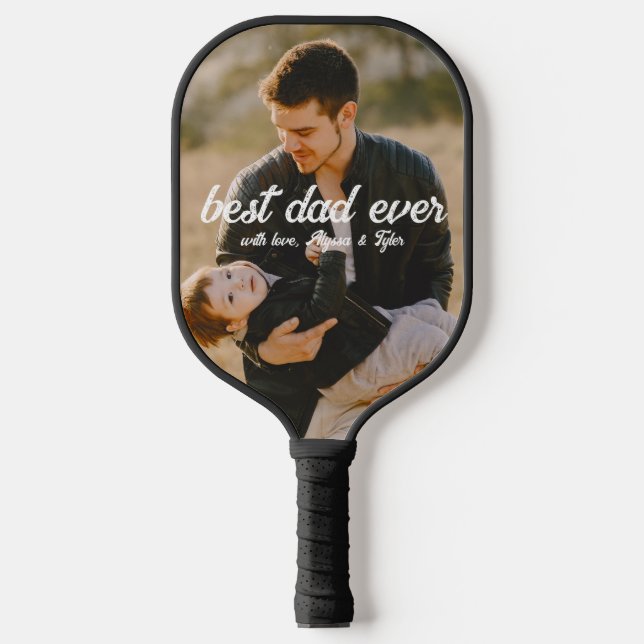 Best Dad Ever | Modern 2 Photo  Pickleball Paddle (Front)
