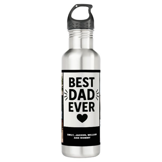 Best Dad Ever Modern 6 Photo Collage  710 Ml Water Bottle (Front)