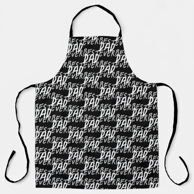 Best Dad Ever Modern Black and Grey Grunge Apron (Front)