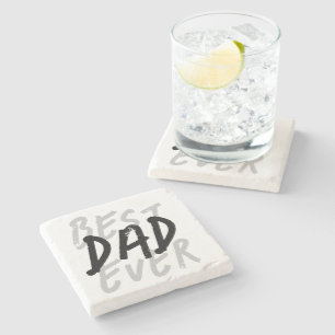 Best Dad Ever Modern Black and Grey Grunge Stone Coaster