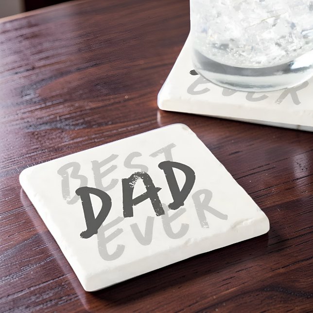 Best Dad Ever Modern Black and Grey Grunge Stone Coaster (Creator Uploaded)