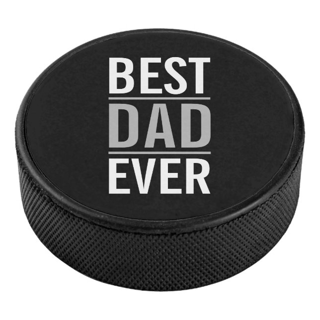 Best Dad Ever | Modern Black Hockey Puck (3/4)
