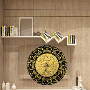 Best Dad Ever Modern Calligraphy Leafy Swirls Cute Dartboard