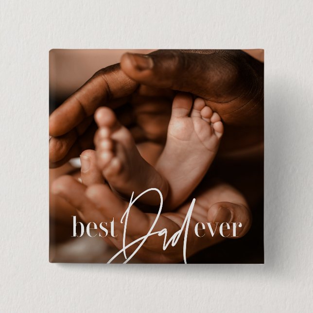 Best Dad Ever Modern Classic Simple Elegant Photo 15 Cm Square Badge (Front)