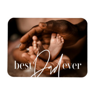 Best Dad Ever Modern Classic Simple Elegant Photo Magnet
