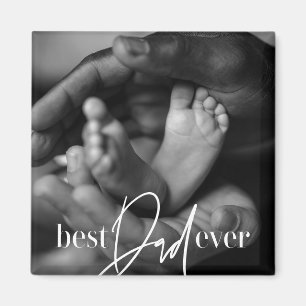 Best Dad Ever Modern Classic Simple Elegant Photo Magnet