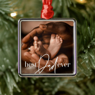 Best Dad Ever Modern Classic Simple Elegant Photo Metal Tree Decoration