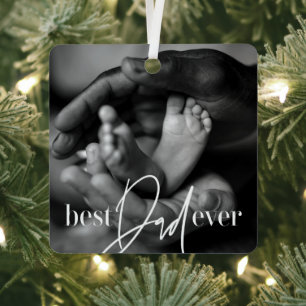 Best Dad Ever Modern Classic Simple Elegant Photo Metal Tree Decoration