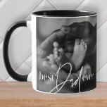 Best Dad Ever Modern Classic Simple Elegant Photo Mug<br><div class="desc">This simple and modern design is composed of serif and cursive typography and add a custom photo</div>