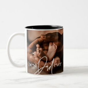 Best Dad Ever Modern Classic Simple Elegant Photo Two-Tone Coffee Mug