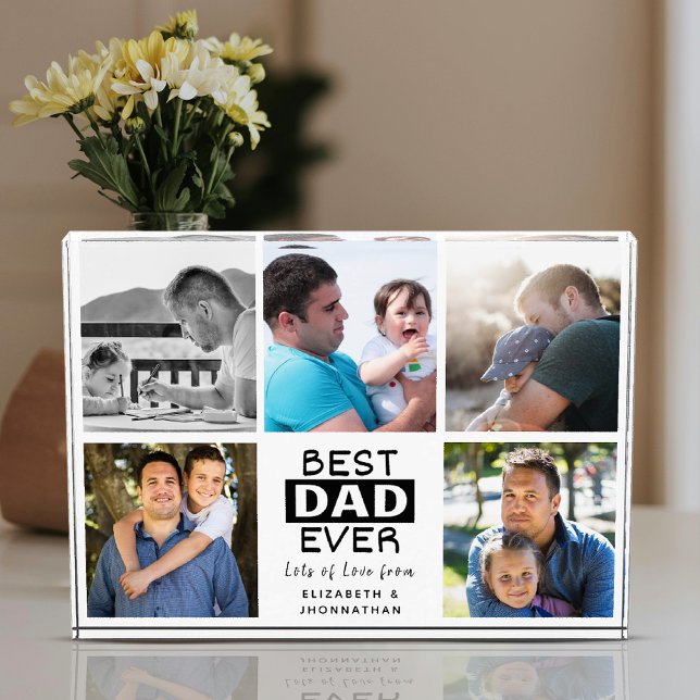 Best Dad Ever Modern Collage Cool Bold Typography Photo Block (Creator Uploaded)