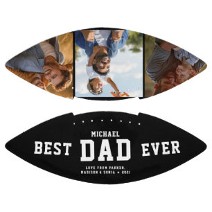 BEST DAD EVER Modern Cool Black and White Football