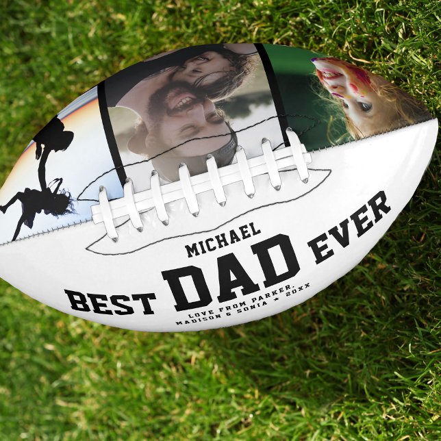 BEST DAD EVER Modern Cool COLOR Photo Collage Football (Creator Uploaded)