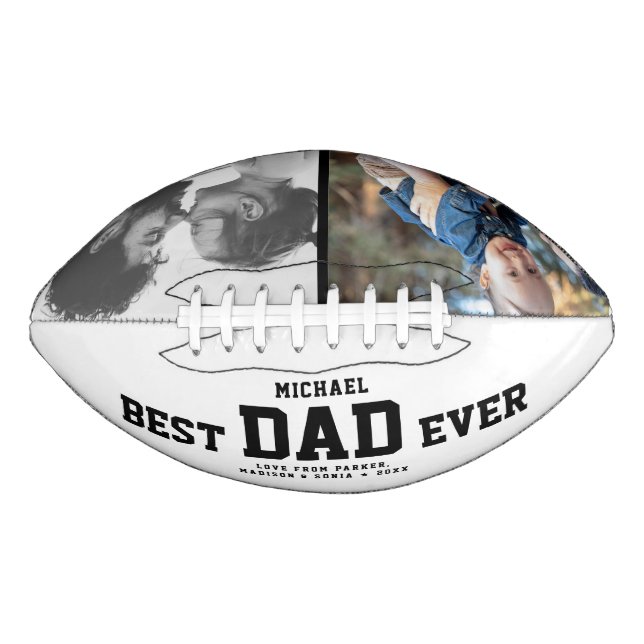 BEST DAD EVER Modern Cool COLOR Photos Custom Football (Front)