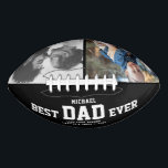 BEST DAD EVER Modern Cool Photo Collage Custom Football<br><div class="desc">Perfect for the coolest dad you love: A BEST DAD EVER customized football with your 2 favorite photos in color, his name, and a sweet message from you as well as names and year. Great Father's Day gift or an awesome surprise for his birthday, surely a keepsake he'll love for...</div>