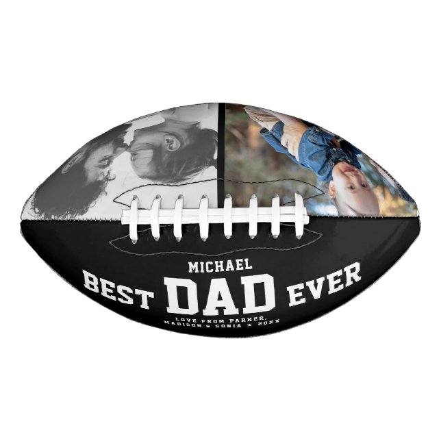 BEST DAD EVER Modern Cool Photo Collage Custom Football (Front)