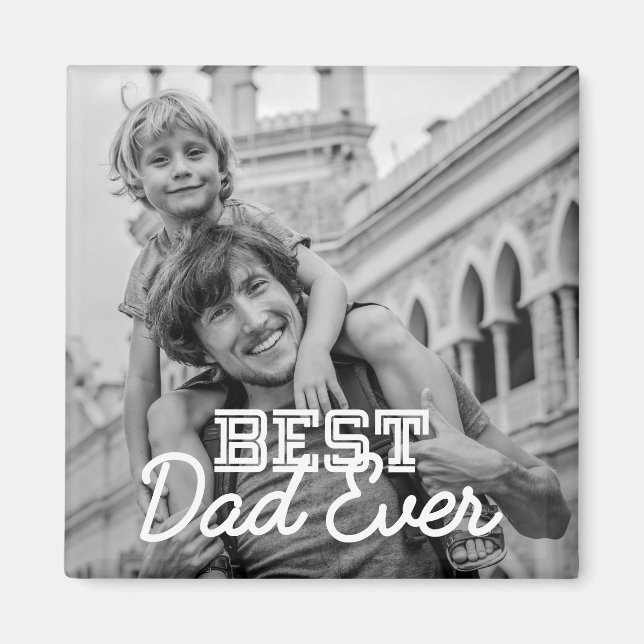 Best Dad Ever Modern Cool Stitch Custom Photo Magnet (Front)