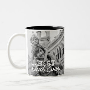Best Dad Ever Modern Cool Stitch Custom Photo Two-Tone Coffee Mug