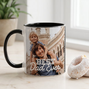 Best Dad Ever Modern Cool Stitch Custom Photo Two-Tone Coffee Mug