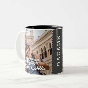 Best Dad Ever Modern Cool Stitch Custom Photo Two-Tone Coffee Mug