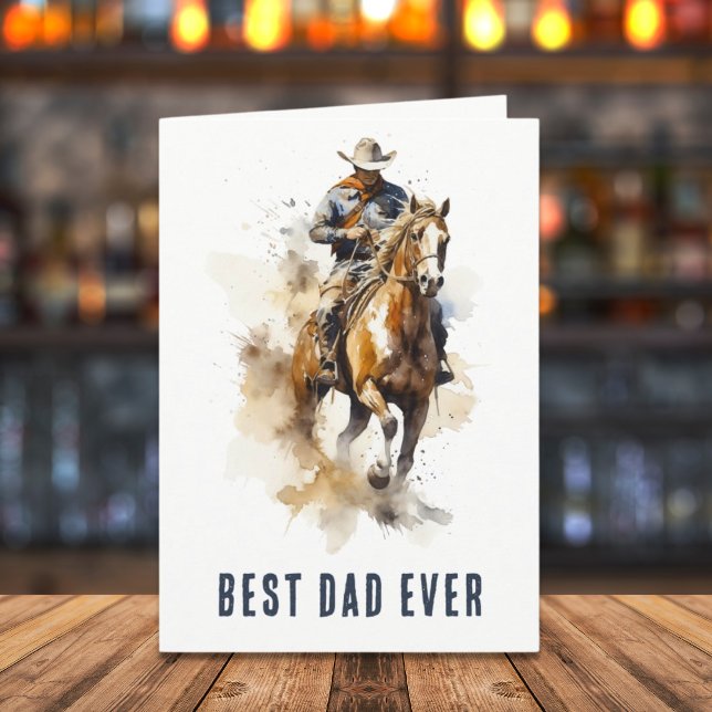 Best Dad Ever | Modern Cowboy Horse Father's Day Card (Creator Uploaded)