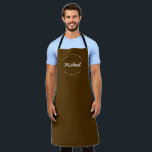 Best DAD Ever Modern custom name brown Apron<br><div class="desc">Show your appreciation for the best dad ever with our Modern Typography Personalized Apron in brown and White! This stylish apron features bold modern typography, making a striking statement. Personalize it with your dad's name or a special message to add a heartfelt touch. Crafted with durable materials, it's perfect for...</div>