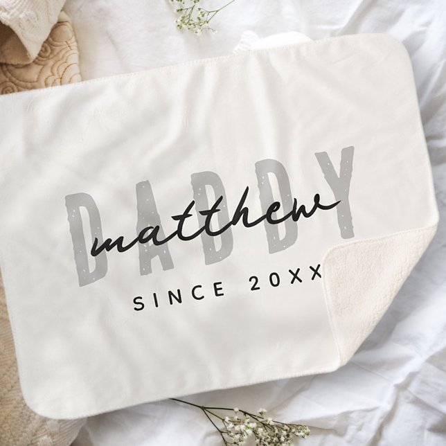 Best Dad Ever Modern Elegant Simple Father's Day Sherpa Blanket (Creator Uploaded)