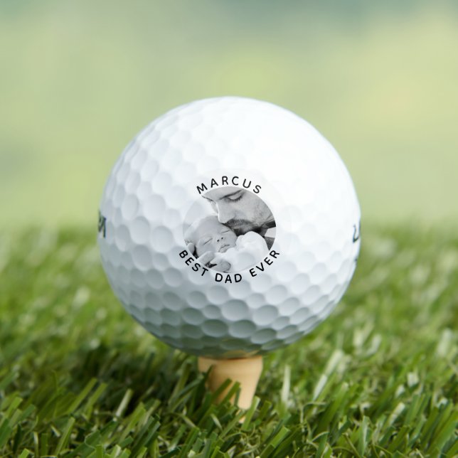 Best Dad Ever Modern Father`s Day Photo Golf Balls (Insitu Tee)