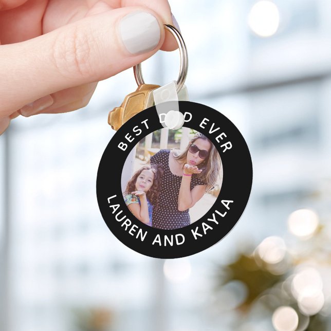 Best Dad Ever | Modern Minimal Photo Father Cool Key Ring (Creator Uploaded)