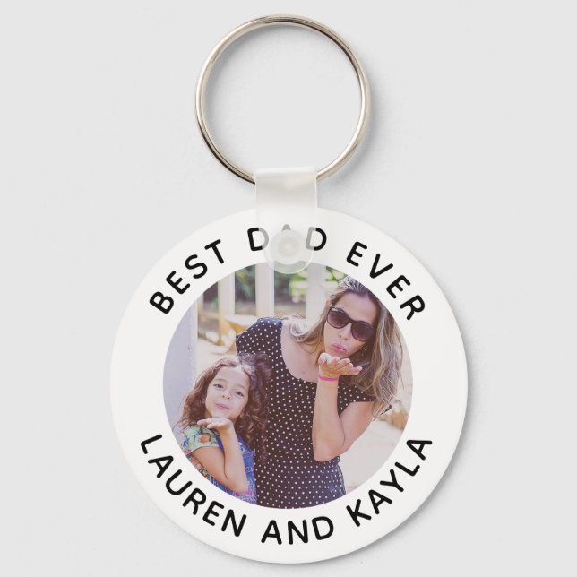 Best Dad Ever | Modern Minimal Photo Father Cool Key Ring (Front)